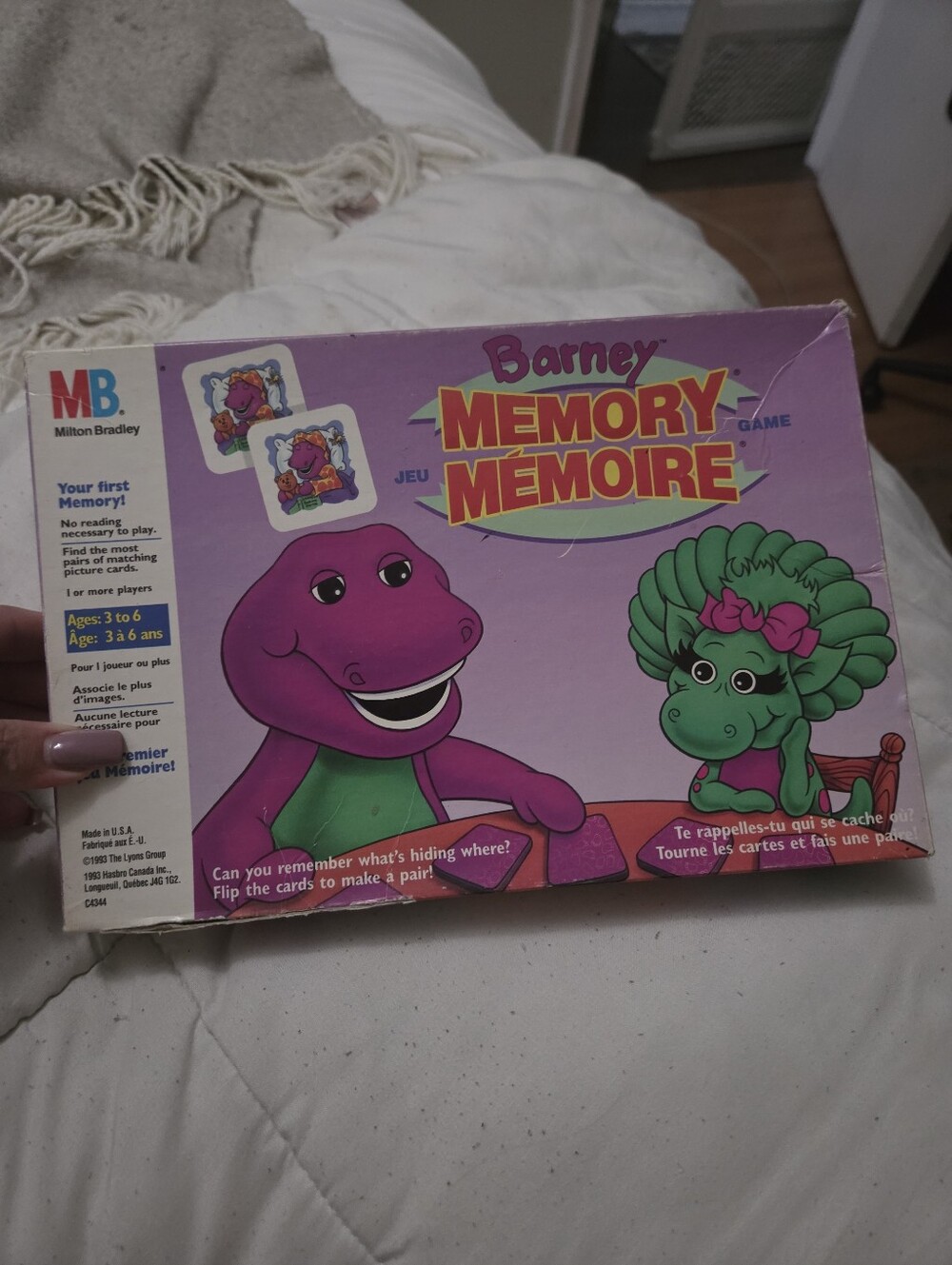 Vintage Barney Memory Game Milton Bradley Complete 1990s Kids Board Game